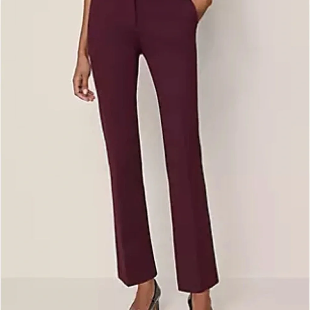 NWT High-Rise Slim Petite Ann Taylor Straight Pants in Deep Burgundy​ - Picture 2 of 8
